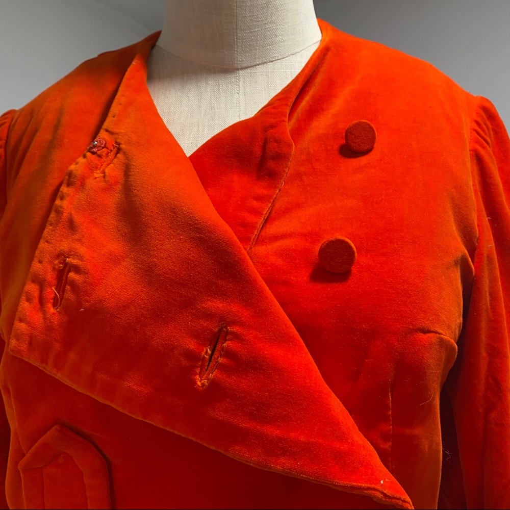 Vintage Velvet Red Cropped Blazer - Picture 2 of 6